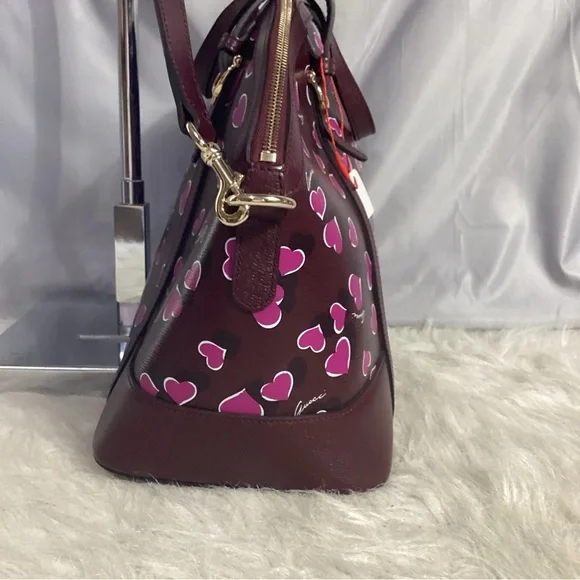 GUCCI Purple Calfskin Heartbeat Print Nice Dome ULTRA RARE Satchel Shoulder Bag - Picture 6 of 15